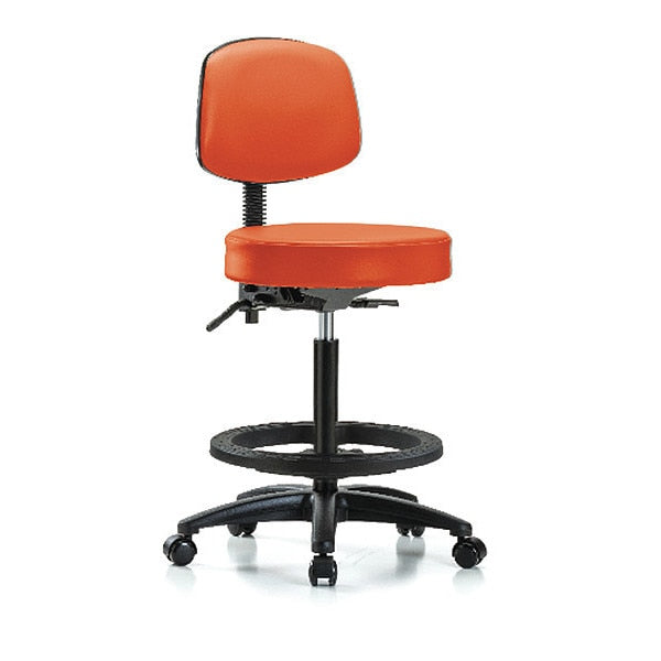 Bench Stool, Hi, Vinyl, Bk, BF, Cast, Orange