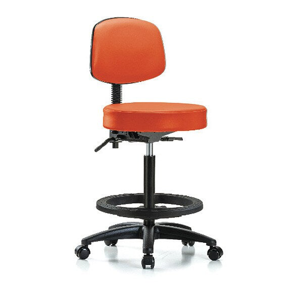 Bench Stool, Hi, Vinl, Bk, BF, Cast, Orange