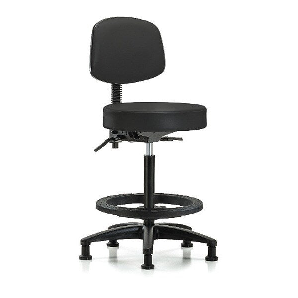 Bench Stool, Hi, Vinyl, Bk, BF, Glides, BLK