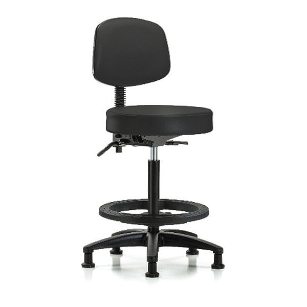 Bench Stool, Hi, Vinl, Bk, Tilt, BF, Gld, BLK