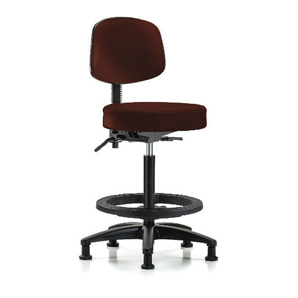 Bench Stool, Hi, Vinl, Bk, Tilt, BF, Gld, Burg