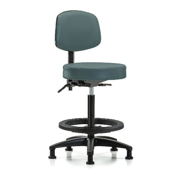 Bench Stool, Hi, Vinyl, Bk, BF, Glides, Blu