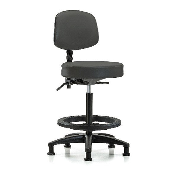 Bench Stool, Hi, Vinl, Bk, Tilt, BF, Gld, Gry