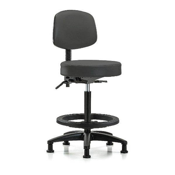 Bench Stool, Hi, Vinyl, Bk, BF, Glides, Gry