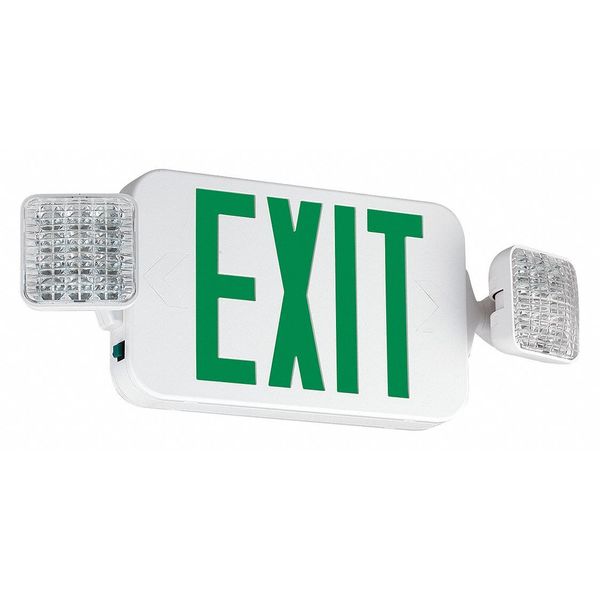 Singn, Exit/Emergency, LED Green, 120/277V, CCGHOSQ