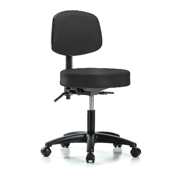 Desk Stool, Vinyl, Bk, Tilt Casters, BLK