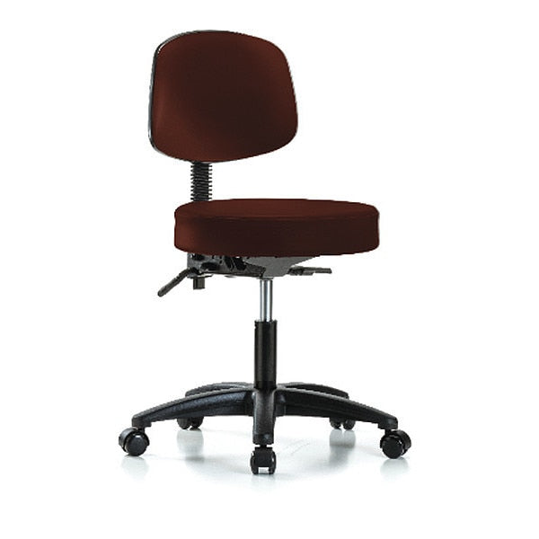 Desk Stool, Vinyl, Bk, Casters, Burg