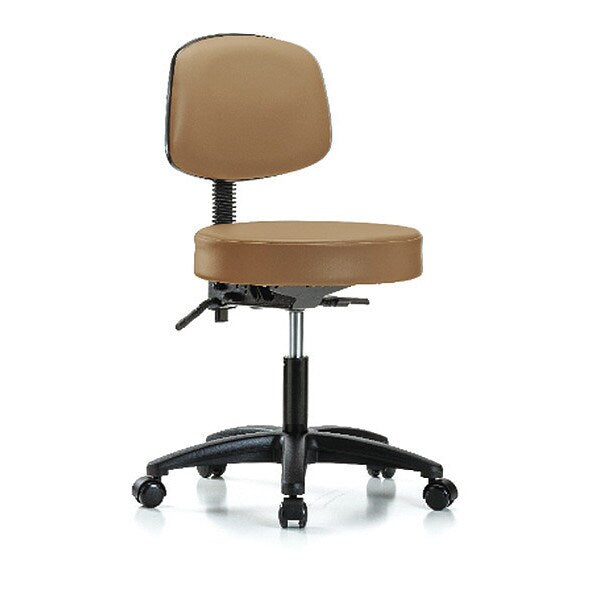 Desk Stool, Vinyl, Bk, Tilt Casters, Taupe