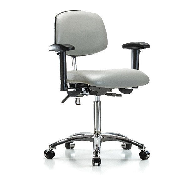 Med Bench Chair, Vinyl, Cast, Dov, CL100, Seat Height Range: 22