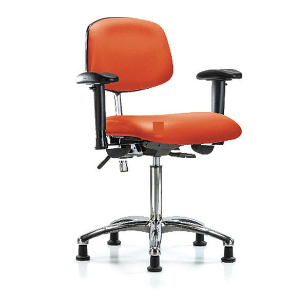 Med Bench Chair, Vinyl, Glds, Org, CL100, Seat Height Range: 22