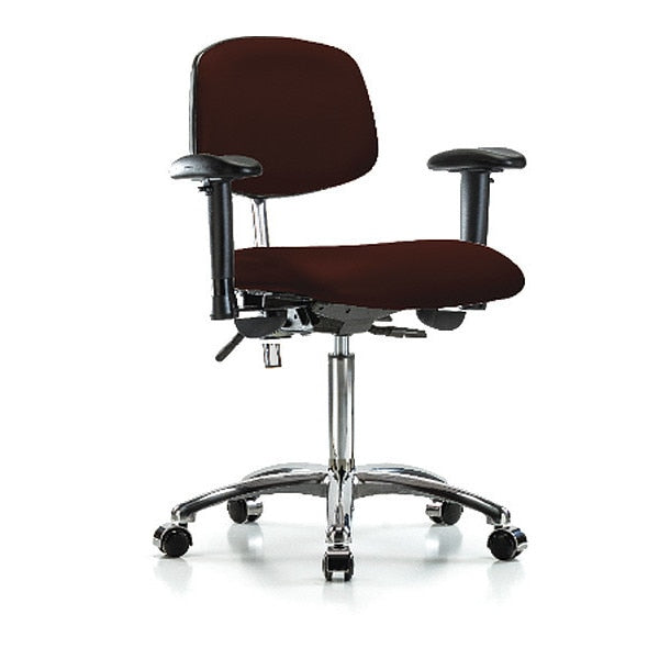 Med Bench Chair, Vinyl, Cast, Burg, CL100, Caster Type: Rolling