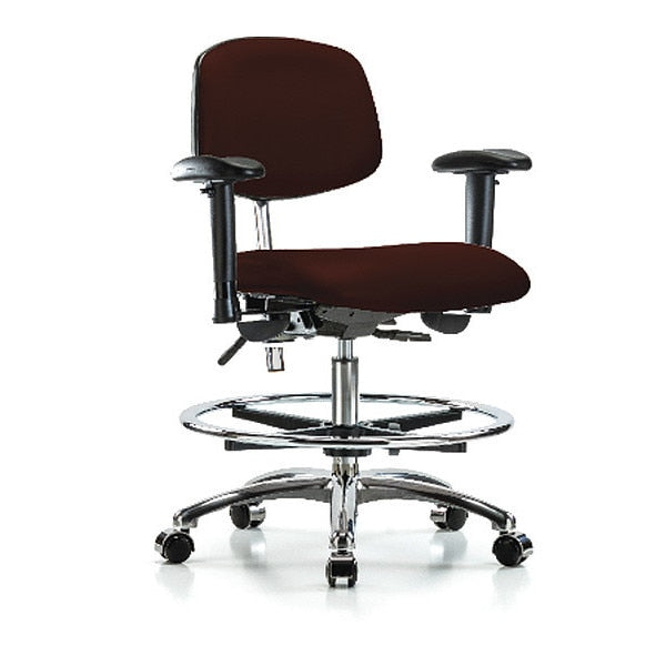Med Bench Chair, Vinyl, CF, Cast, Burg, CL100, Weight Capacity: 300 lb.