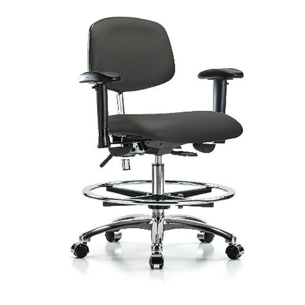 Med Bench Chair, Vinyl, CF, Cast, Gry, CL100, Caster Type: Rolling