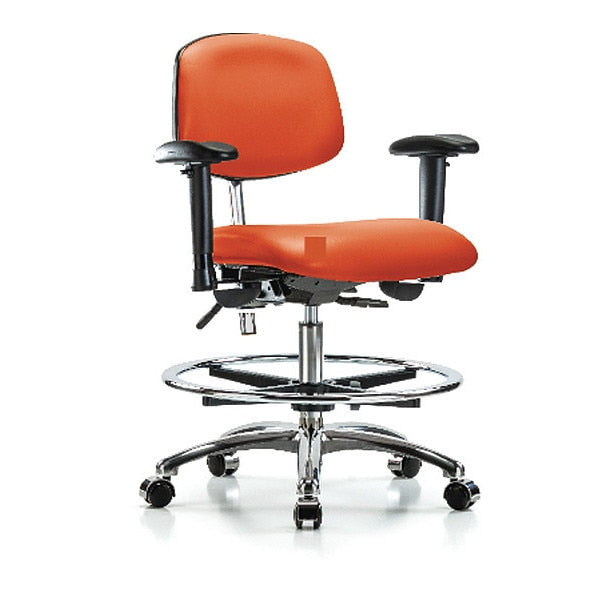 Med Bench Chair, Vinyl, CF, Cast, Org, CL100, Color: Orange Kist