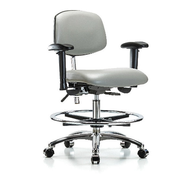 Med Bench Chair, Vinyl, CF, Cast, Dov, CL100, Arm Style: 6-Way Adjustable