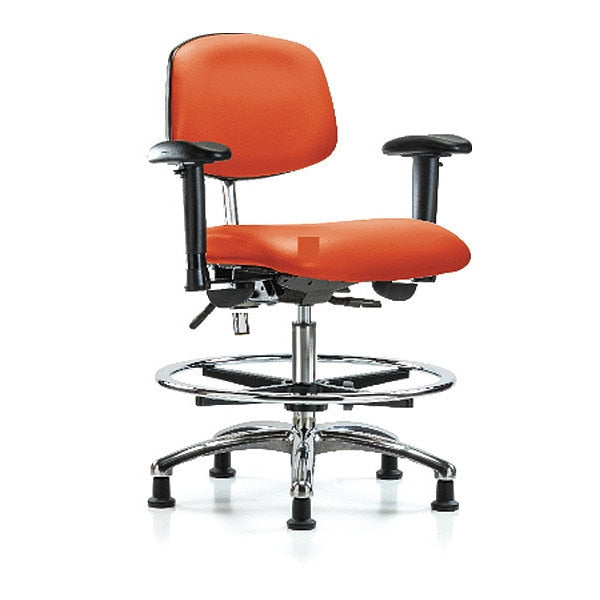 Med Bench Chair, Vinyl, CF, Glds, Org, CL100, Seat Height Range: 22