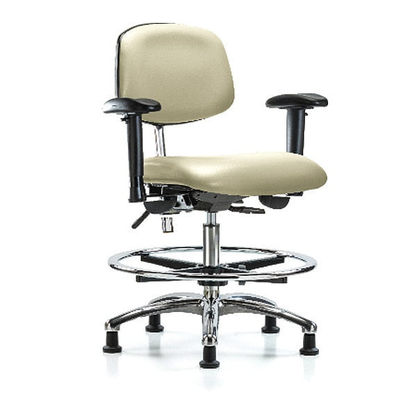 Med Bench Chair, Vinyl, CF, Glds, Wht, CL100, Weight Capacity: 300 lb.