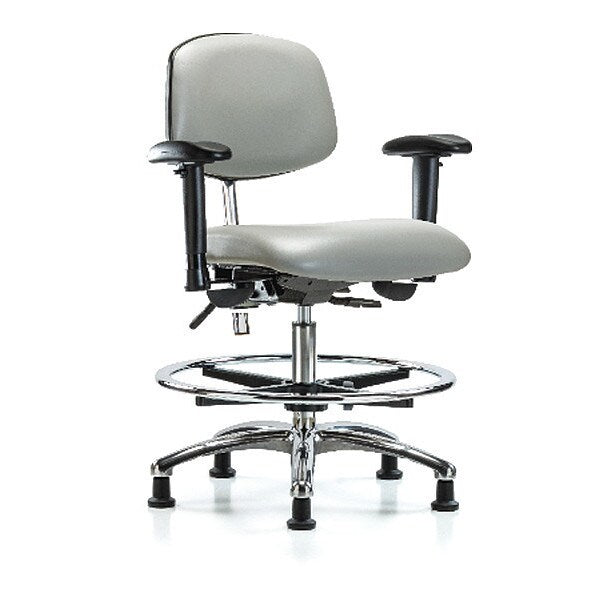 Med Bench Chair, Vinyl, CF, Glds, Dov, CL100, Arm Style: 6-Way Adjustable