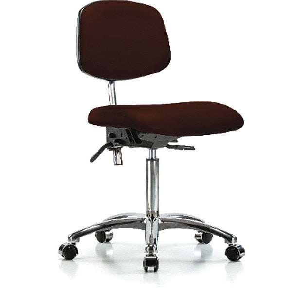 Med Bench Chair, Vinyl, Cast, Burg, CL100, Arm Style: No Arms