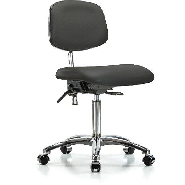 Med Bench Chair, Vinyl, Cast, Gry, CL100, Arm Style: No Arms