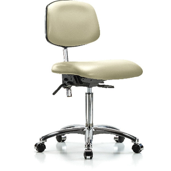 Med Bench Chair, Vin, Chrm, Cast, Wht, CL100
