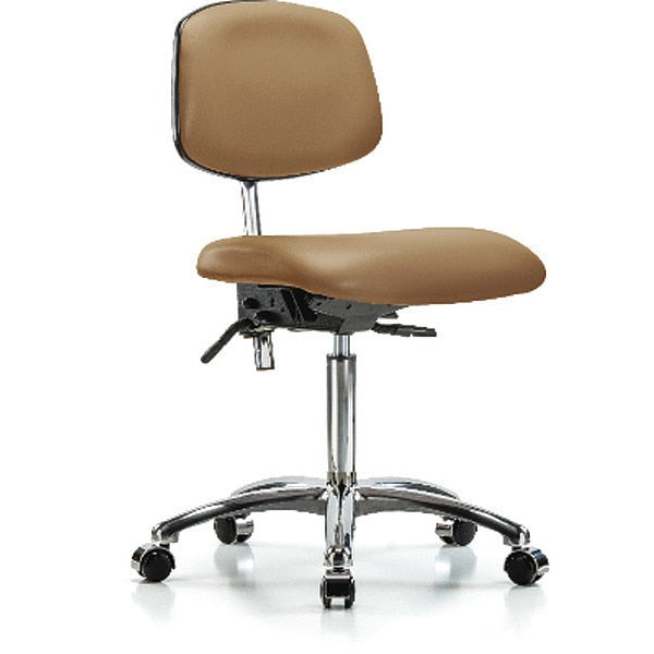 Med Bench Chair, Vinyl, Cast, Taupe, CL100, Weight Capacity: 300 lb.