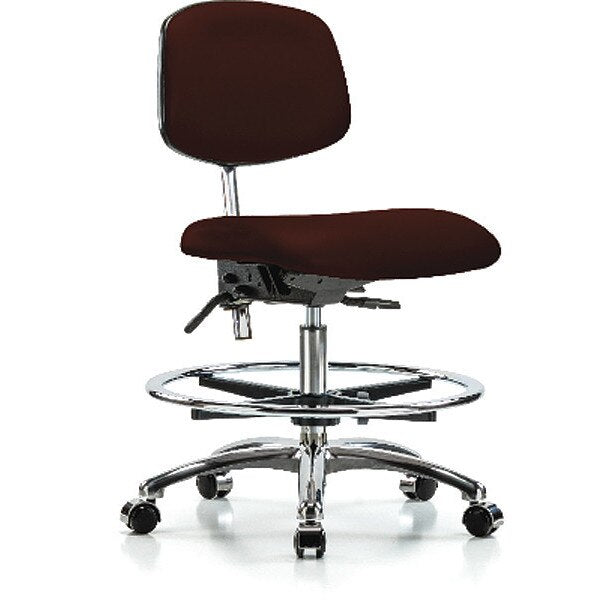Med Bench Chair, Vinyl, CF, Cast, Burg, CL100, Arm Style: No Arms