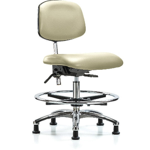 Med Bench Chair, Vinyl, CF, Glds, Wht, CL100, Arm Style: No Arms