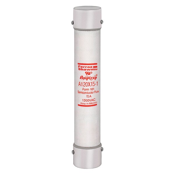 Semiconductor Fuse, Fast Acting, 15 A, A120X Series, 1200V AC, 1000V DC, 4-5/8