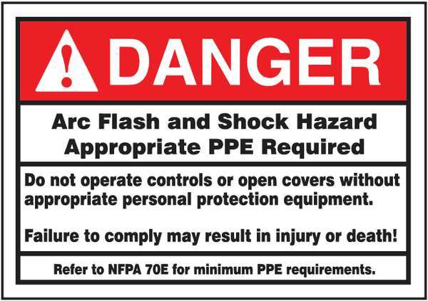 Label, 3-1/2x5, Danger Arc Flash and Shock, LELC134