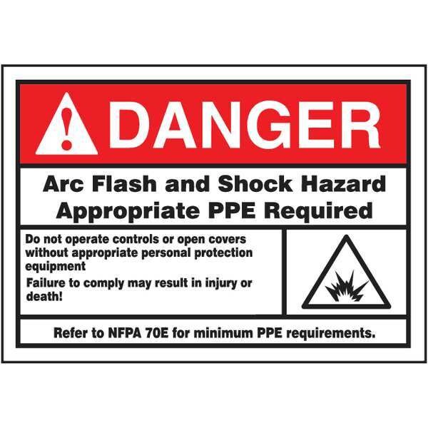 Label, 3-1/2x5, Danger Arc Flash and Shock, LELC136
