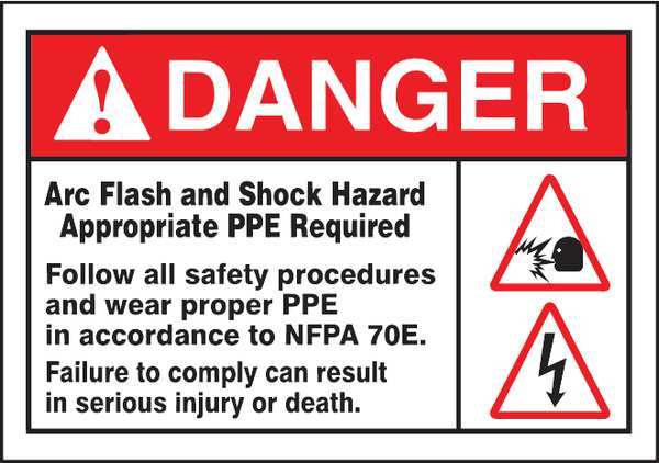 Label, 3-1/2x5, Danger Arc Flash and Shock