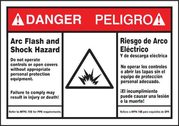 Label, 3-1/2x5, Danger Arc Flash and Shock, SBLSPS140