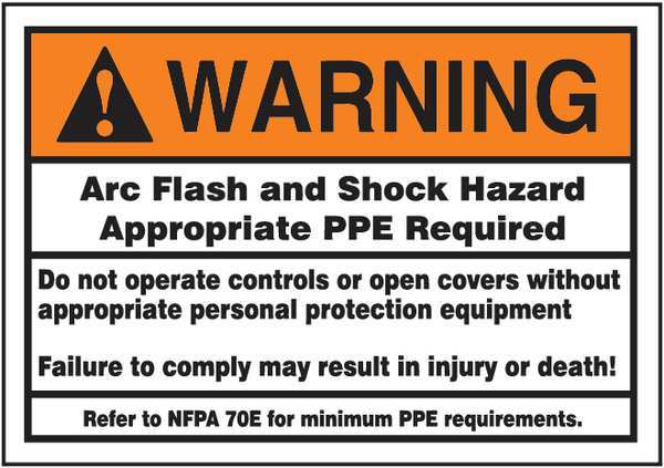 Warning Label, Arc Flash, 3-1/2x5 in, Adhesive Dura-Vinyl