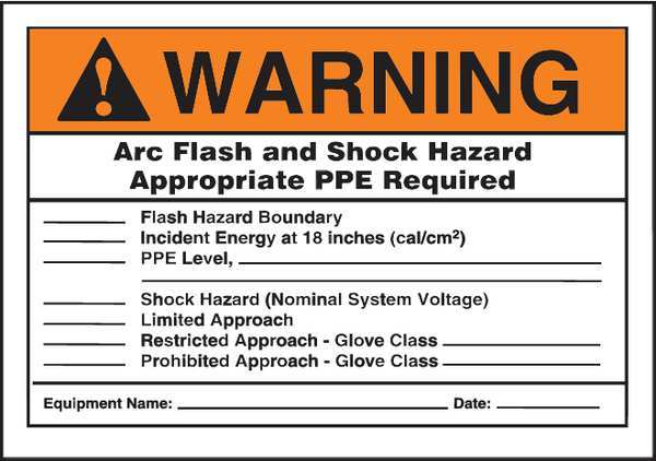 Warning Label, Arc Flash, 7x10 in, Adhesive Dura-Vinyl