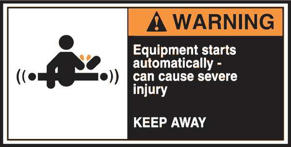 Label, CEMA, 2-1/2x5, Warning Equipment, PK5