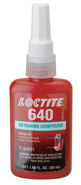 Retaining Compound, 640 Series, Green, Liquid, High Temperature, Extended Working Time, 50 mL Bottle