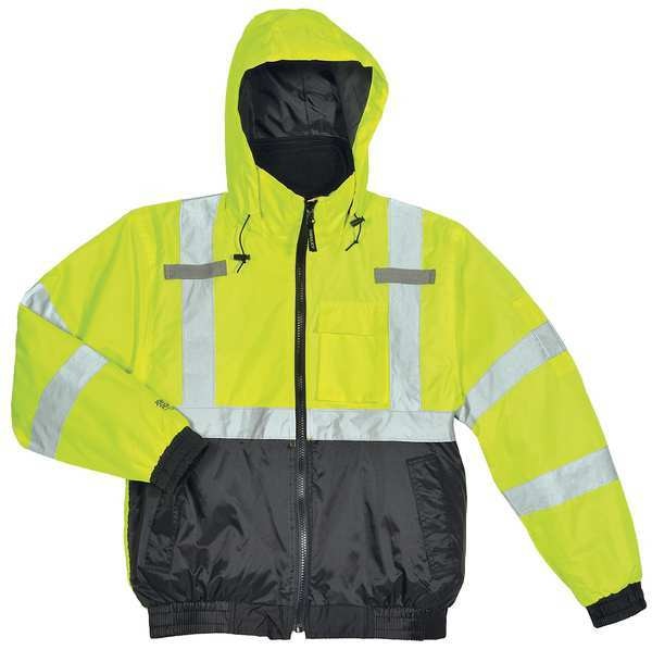 4XL Insulated Hi-vis Bomber Jacket, Lime/Black