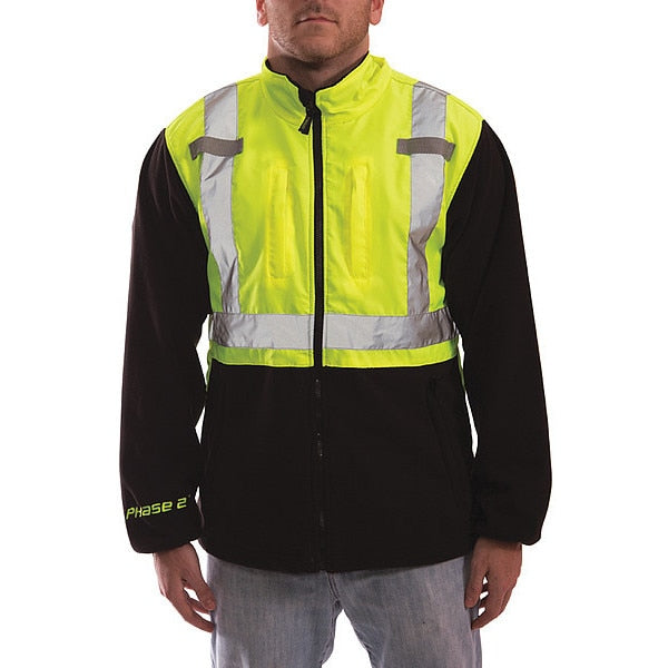 Phase 2 Hi-Vis Fleece Liner/Jacket, Lime/Black, 3XL