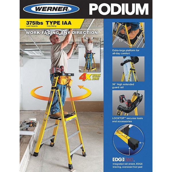 11 ft Fiberglass Podium Stepladder