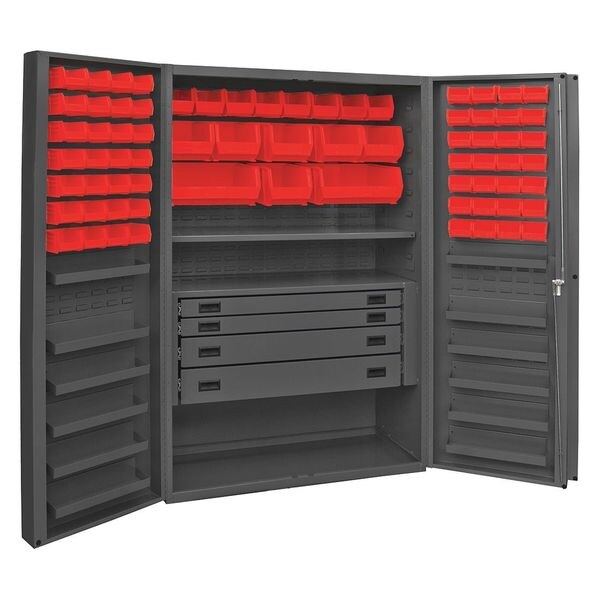 Extra-Heavy Duty Bin Cabinet, 48 in W, 72 in H, 24
