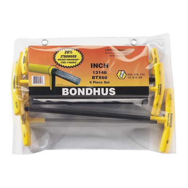 6 Piece SAE T-Shape Hex Key Set, 13146