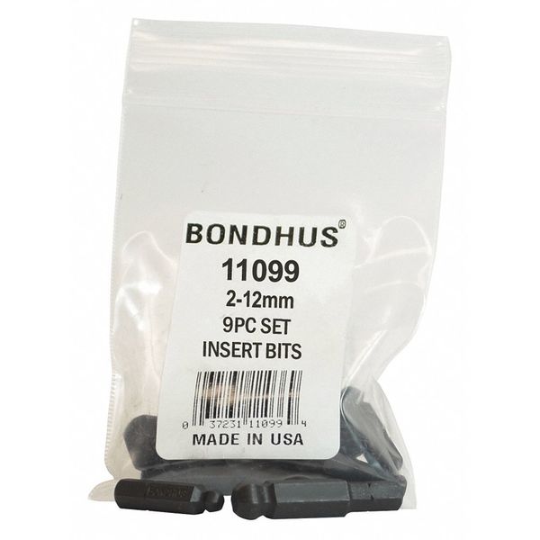 9 Piece Ball End Insert Bit Set - Sizes: 2-12mm