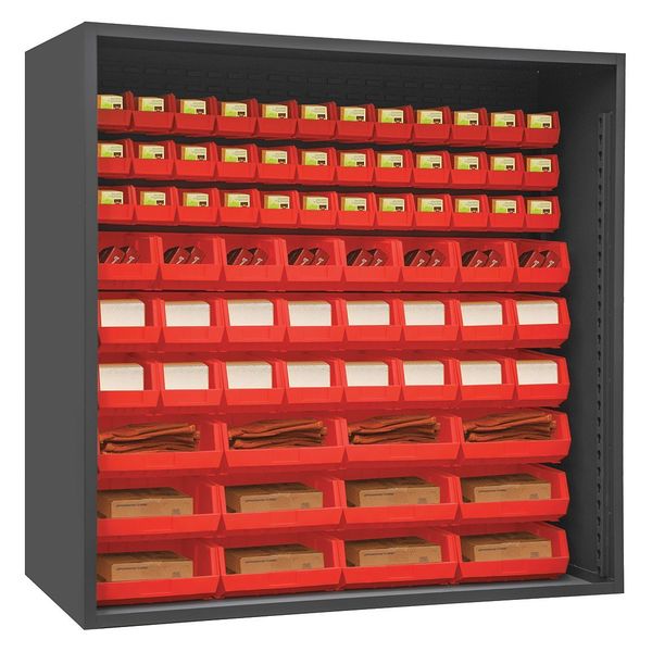 Heavy Duty Bin Cabinet, 72 in W, 72 in H, 24