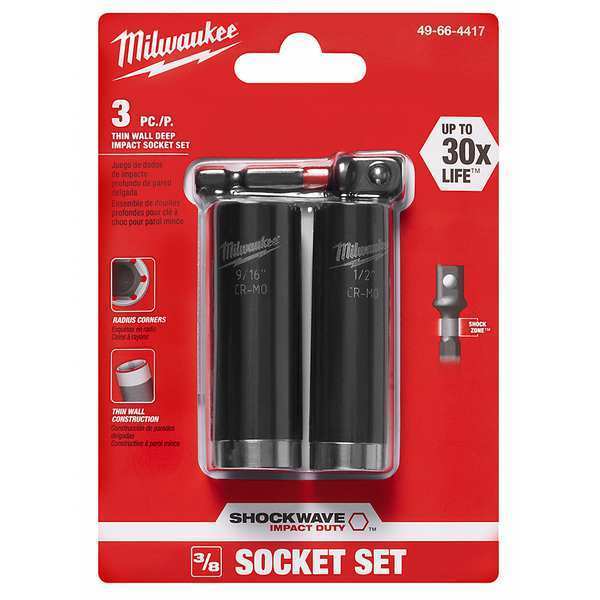 SHOCKWAVE Deep WellÂ Impact Socket Set - 3PC