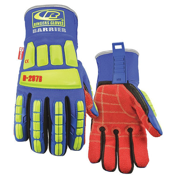 Impact Gloves, 2XL, Hi-Vis Green/Blue, PR