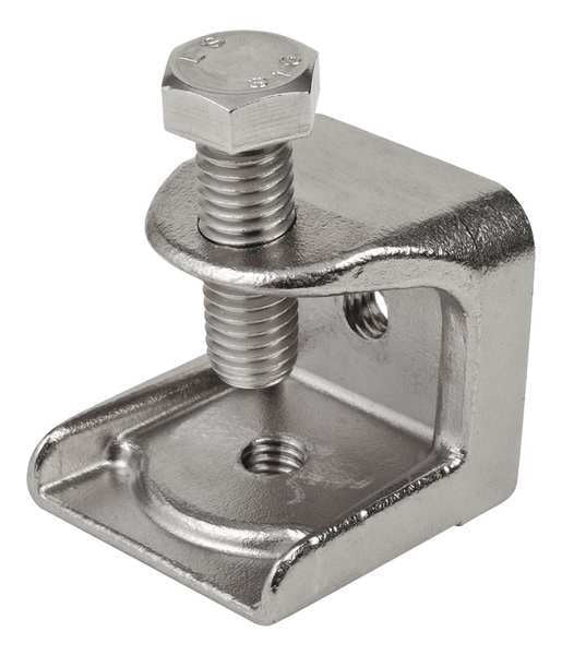 Beam Clamp, 3/8 In., Brite, 1-1/2 In., SS