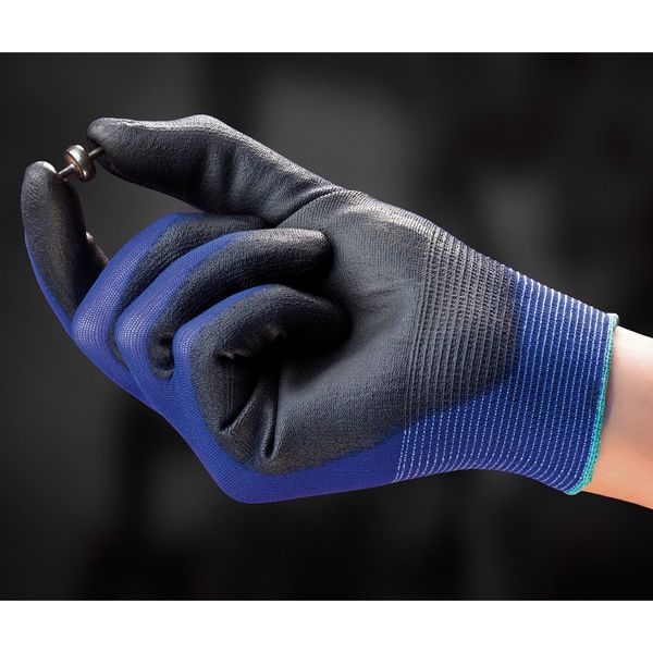 Polyurethane Coated Gloves, Palm Coverage, Blue, 8, PR
