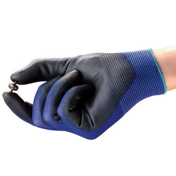 Polyurethane Coated Gloves, Palm Coverage, Blue, 10, PR