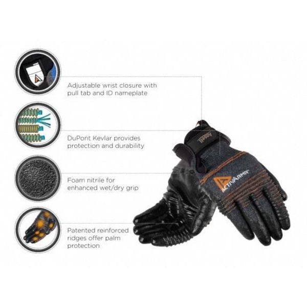 Cut Resistant Coated Gloves, A2 Cut Level, Nitrile, M, 1 PR